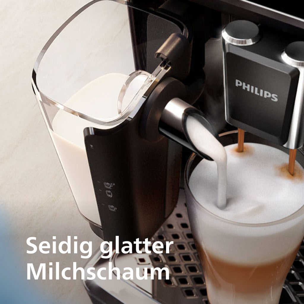 Philips Kaffeevollautomat EP5447/90 Serie 5400 | LatteGo Milchsystem | 12 Kaffeespezialitäten | Keramikmahlwerk | Schwarz/Chrom
