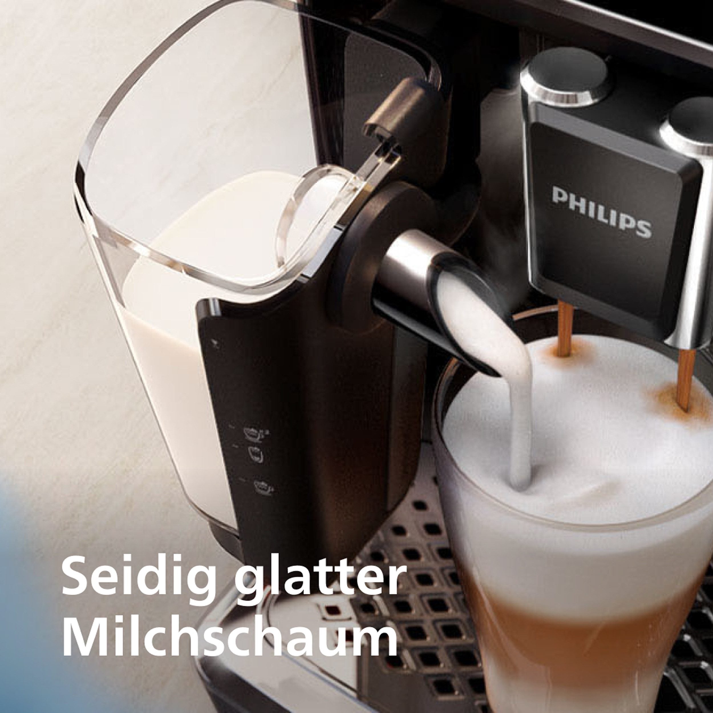 Philips Kaffeevollautomat EP5447/90 Serie 5400 | LatteGo Milchsystem | 12 Kaffeespezialitäten | Keramikmahlwerk | Schwarz/Chrom