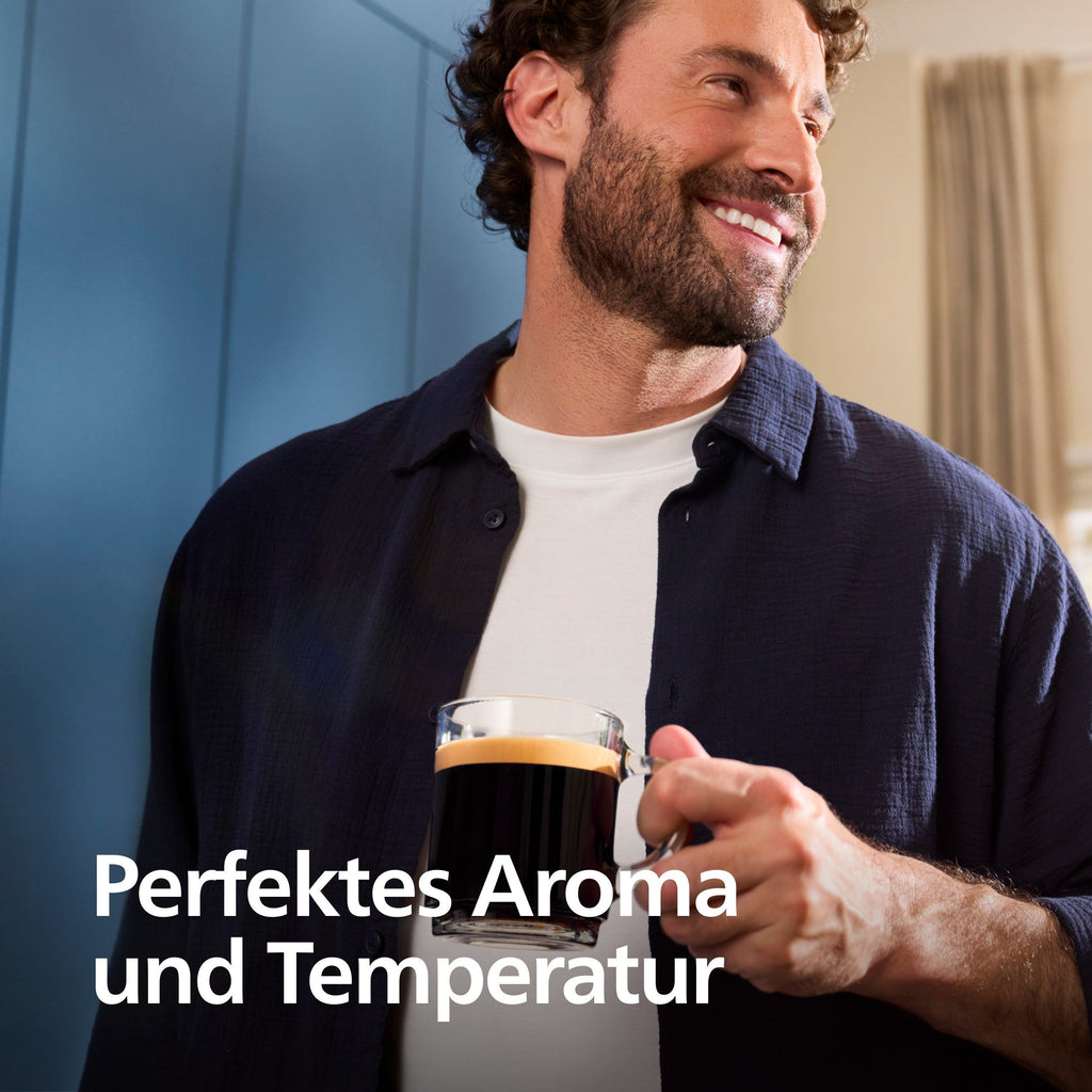 Philips Kaffeevollautomat EP5447/90 Serie 5400 | LatteGo Milchsystem | 12 Kaffeespezialitäten | Keramikmahlwerk | Schwarz/Chrom