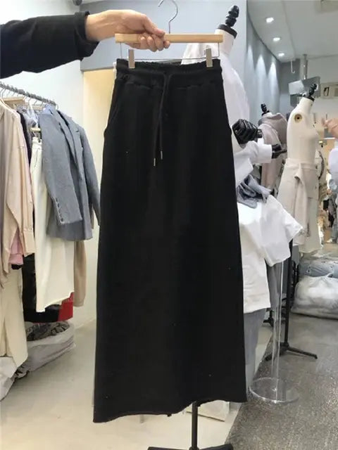 Spring Solid Straight Slit Skirts Womens Comfortable Elastic Design Mujer Faldas
