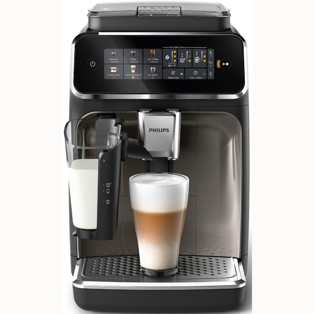 Philips Kaffeevollautomat EP3347/90 3300 Series, 6 Getränke (heiß oder eisgekühlt), LatteGo-Milchsystem, SilentBrew Technologie, Chrom-Schwarz