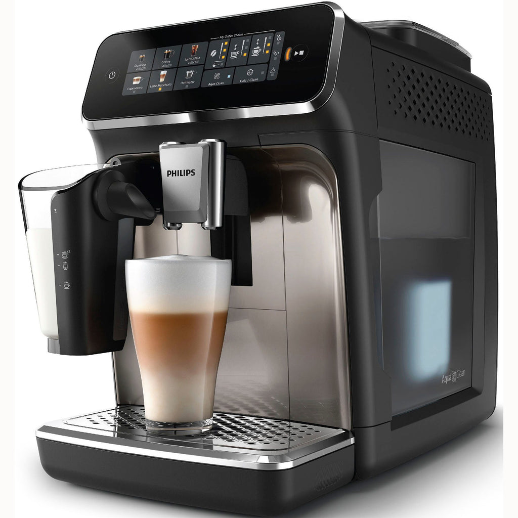 Philips Kaffeevollautomat EP3347/90 3300 Series, 6 Getränke (heiß oder eisgekühlt), LatteGo-Milchsystem, SilentBrew Technologie, Chrom-Schwarz
